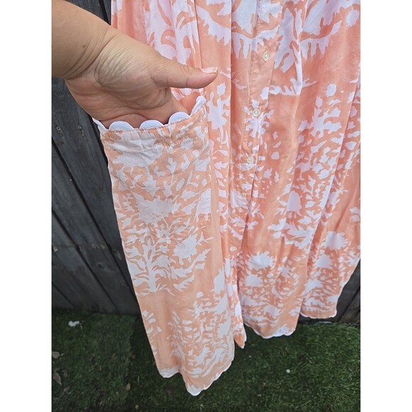 JULIET DUNN Palladio Jaipur Pink Ric Rac Trim Tie Shoulder Midi Dress sz1  4/6 - Picture 5 of 9